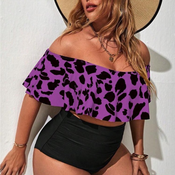 Boho leopard print off shoulder bikini swimsuit - Picture 10 of 15